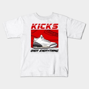 AJ 3 Retro White Cement Sneaker Kids T-Shirt